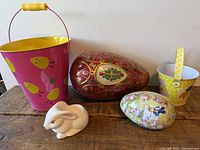 All five items grouped on table