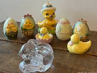 Group shot showing all six Easter candles and clear glass bunny holder