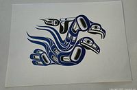 Front view of entire unframed print showing two stylized eagles