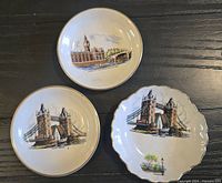 Overview of all three London landmark decorative plates