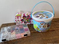 Overall lot showing bucket, Mini Piccolo kit and bead organizer