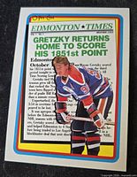 Front of Wayne Gretzky O-Pee-Chee Edmonton Times trading card