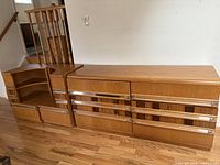 Front view of dresser and both nightstands aligned side by side