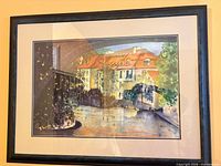 Framed watercolour showing entire artwork and frame