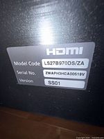 Label showing model code LS27B970DS/ZA and serial