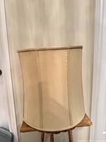 Front view of the large ivory oval drum lampshade