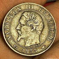 Obverse showing Napoleon III portrait, date 1855