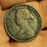 Obverse view showing Queen Victoria bust and legend