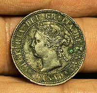 Obverse of 1896 Canadian large cent, Queen Victoria portrait