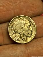 Obverse of the 1935 Buffalo Nickel showing Native American profile and date