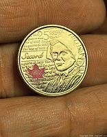 Reverse showing Laura Secord design with red maple leaf