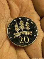 Reverse showing lignum vitae tree design and 20 CENT denomination