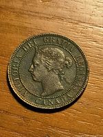 Obverse of 1893 Canada large cent showing Queen Victoria portrait and legend