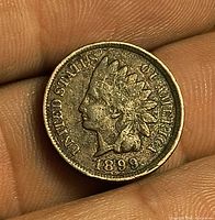 Obverse of 1899 Indian Head Cent showing date and legend
