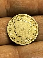 Obverse view showing Liberty head and 1909 date