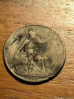 Reverse of 1918 penny showing seated Britannia and date