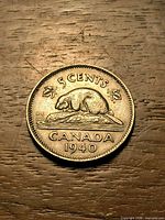 Reverse side showing beaver, denomination, country and date