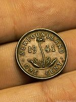 Reverse showing date 1941, Newfoundland legend, floral sprig