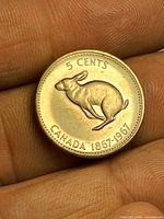 Reverse showing rabbit and 5 Cents Canada 1867-1967 legend