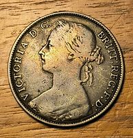 Obverse of 1892 penny showing Queen Victoria bust and legend