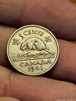 Reverse side showing beaver design, denomination, country and date