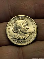 Obverse view of 1979 Susan B. Anthony dollar coin