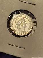 Obverse of 1939 Switzerland 5 Rappen coin in 2x2 flip