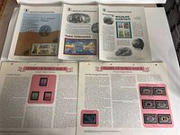 Overview of all five stamp presentation pages laid out