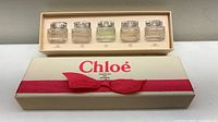 Closed presentation box showing Chloé branding and ribbon