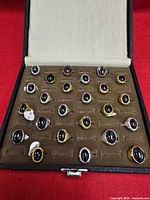 open case showing full collection of rings