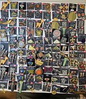 Overall view of full collection laid out on surface