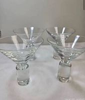 Four Sasaki Colonnade martini glasses upright