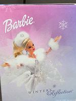 Front of box showing Barbie Winter's Reflection artwork and logo