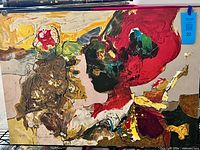 Front view of the entire unframed abstract print showing signature and edition number