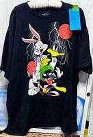 Front view of Space Jam T-shirt on hanger