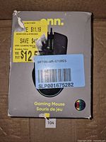 Front of onn. gaming mouse box with retail stickers