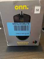 Front of onn. gaming mouse box showing product image and branding