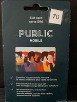 Front of unopened Public Mobile SIM card package with logo and graphics