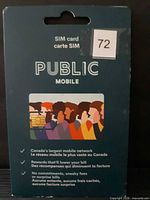 Front of Public Mobile SIM card retail package showing branding and illustration