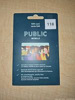 Front of sealed Public Mobile SIM card retail package