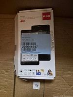 Front of RCA smartphone box showing model and specs