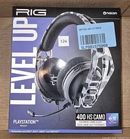 Front of boxed RIG 400 HS CAMO headset