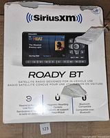 Front of damaged SiriusXM Roady BT retail box