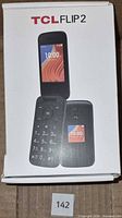 Front of retail box showing TCL Flip 2 branding and product image