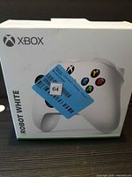 Front of retail box showing Xbox branding and Robot White controller image