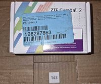 Front of sealed ZTE Cymbal 2 retail box with barcode label