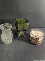 overview of compote, candle, and vase