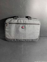 Front view of grey SwissGear style laptop briefcase