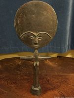 Front view showing shape, facial features, crossbar arms