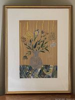 Full view of framed painting showing artwork, mat and frame